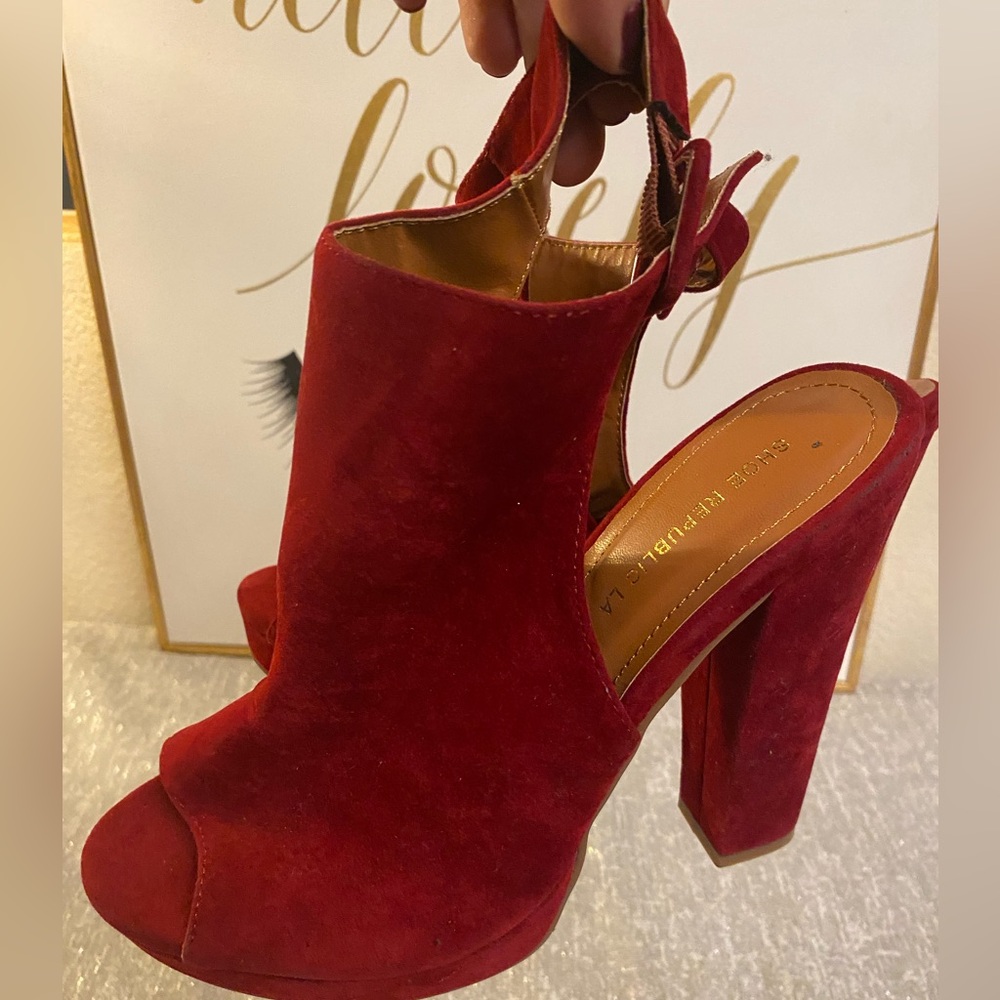Shoe Republic LA Bold Red Block Heels